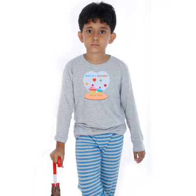 Grey Full Sleeve Boys Pyjama - Cupcake